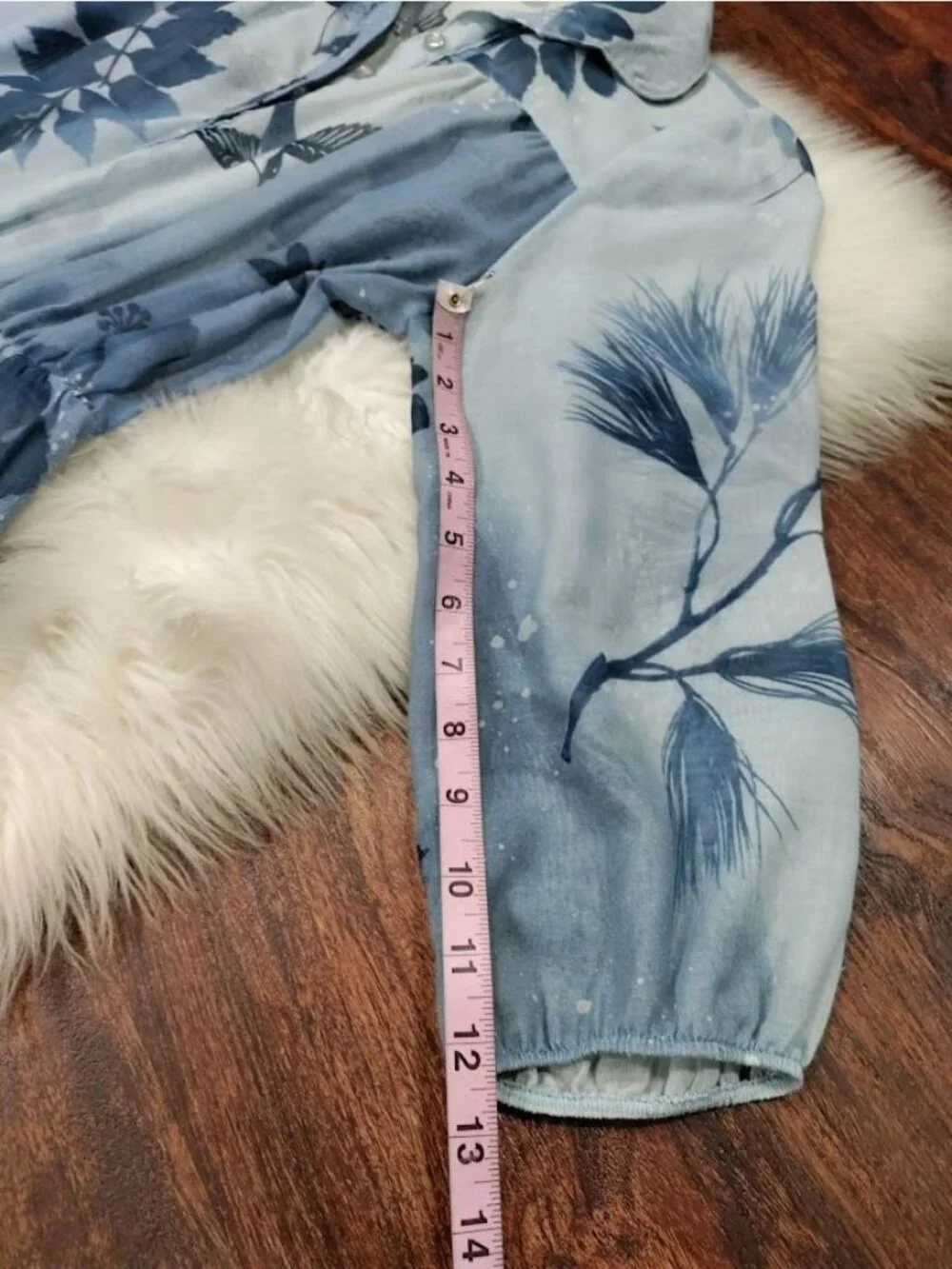 VTG 60's Petites By Penny Young Floral Bird Print Midi Dress Blue Womens Size 10 - Picture 13 of 15